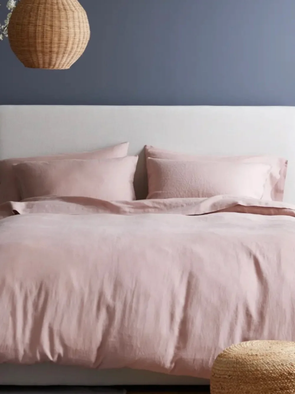 New European Linen Duvet Cover Dusty Mauve King / California King